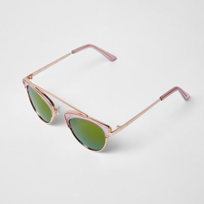 Girls pink transparent frame sunglasses